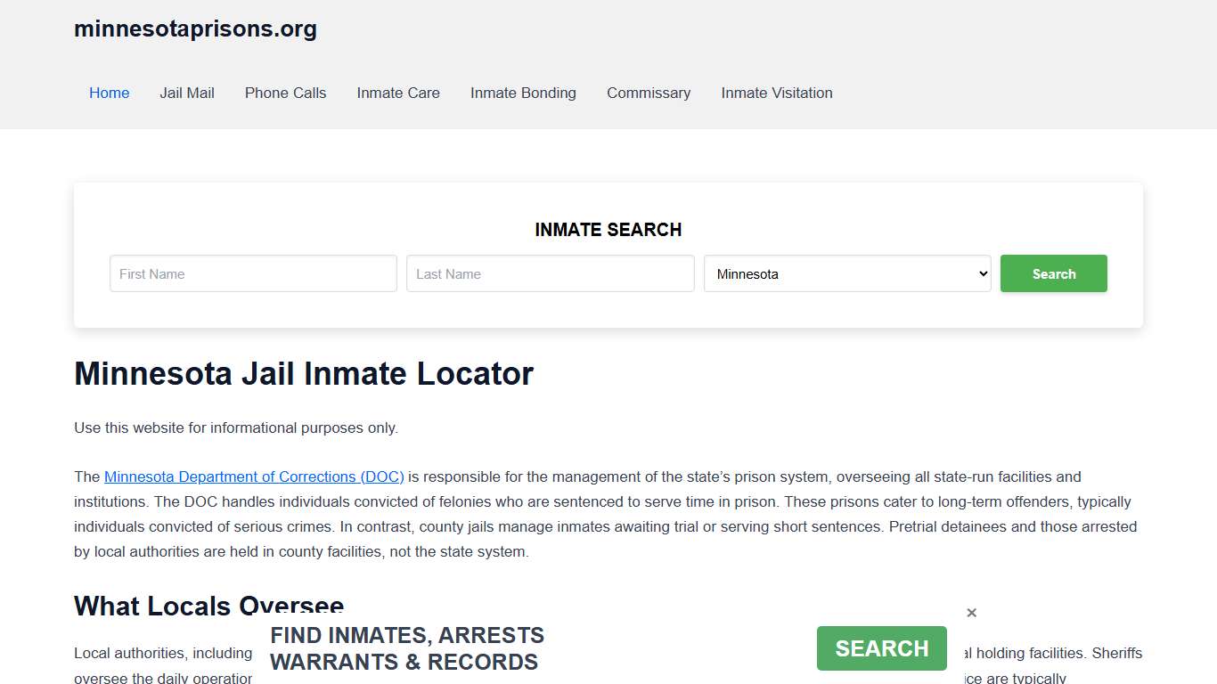 Minnesota Jail Inmate Search - MN DOC Prison Locator